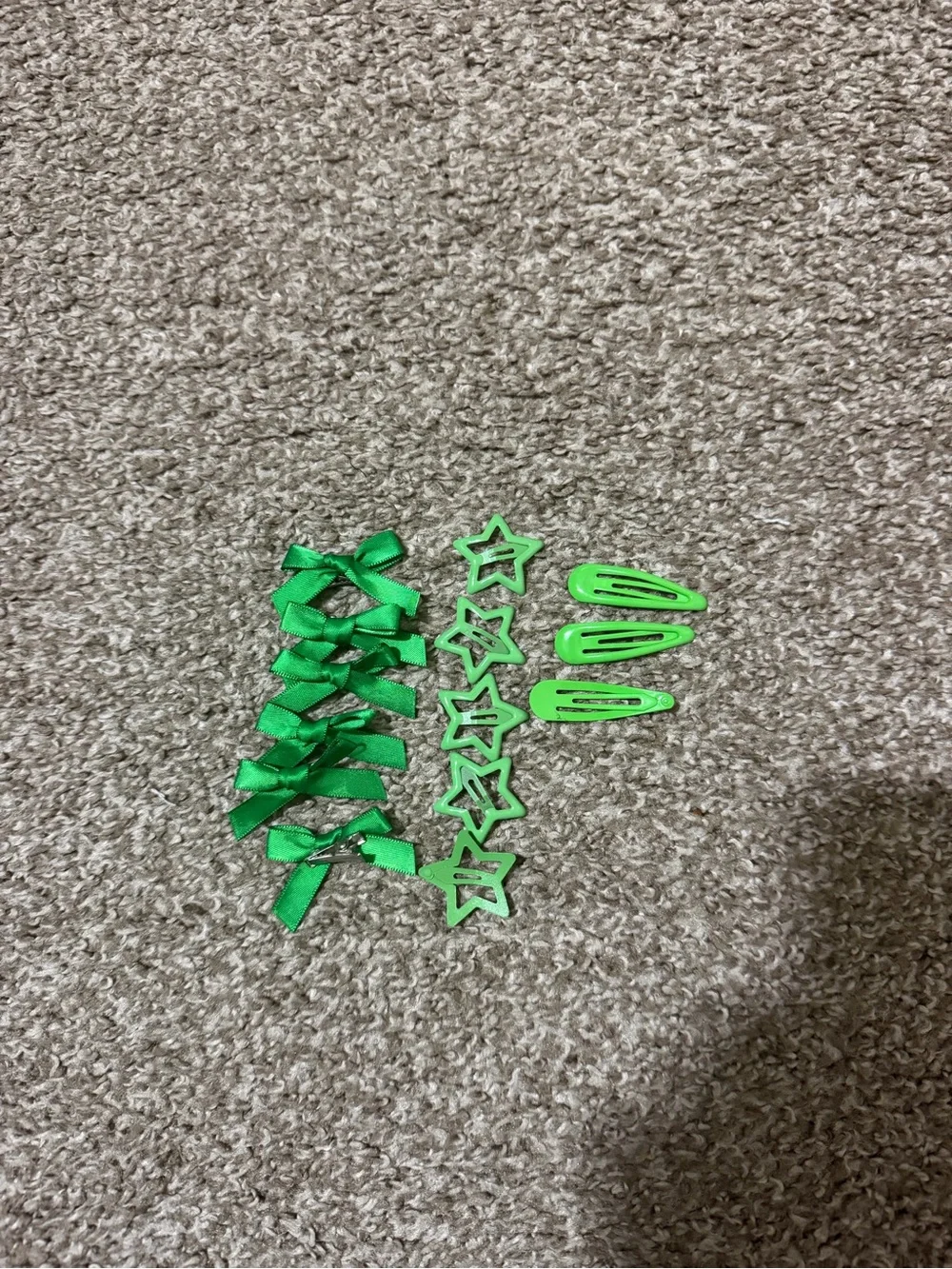 Green Hair Accessories Set - Bows, Stars & Clips